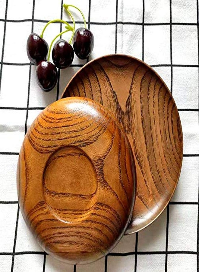 HomeImpel Round Wood Dish, Plate Acacia Wooden for Cake, Sweets Fruit Dessert Coffee Dish, Round Wood Dinner Tableware Plates, Tray for Home Decoration (5.3 Inch) - Image 4
